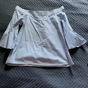 Off The Shoulder blue/white stripe shirt